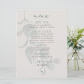 Hochzeitsmenü | Silver Sage Eukalyptus Monogram Menükarte (Stehend Vorderseite)