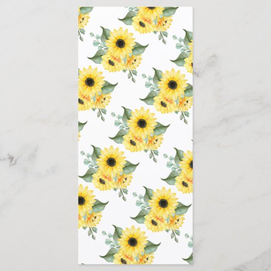 Hochzeitsmenü Sonnenblumen Grün Menükarte (Rückseite)