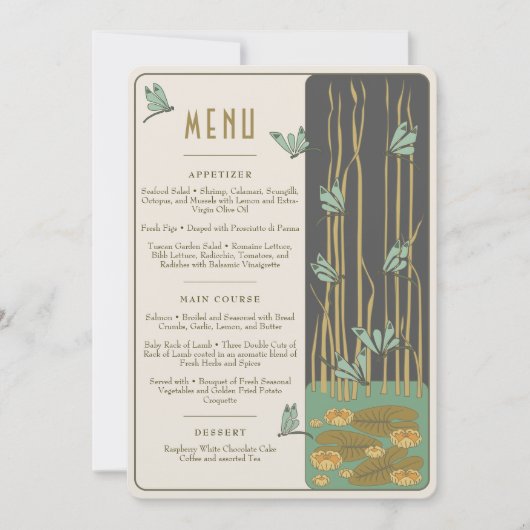 Hochzeitsmenü Viktorianisch Dreams Dragonflies Einladung (Vorderseite)