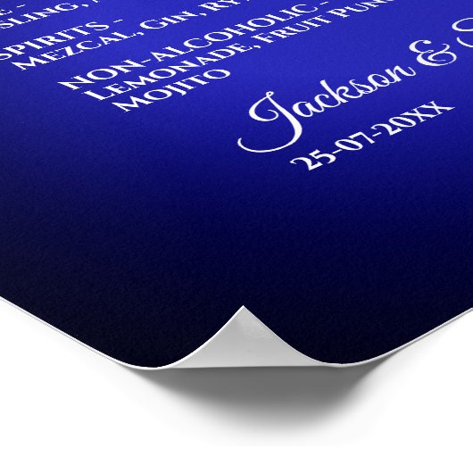 Hochzeitsmenü Vollmond & Sterne Mitternacht Poster (Ecke)