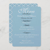 Hochzeitsmenü von Blau und Weiß Menükarte (Vorne/Hinten)