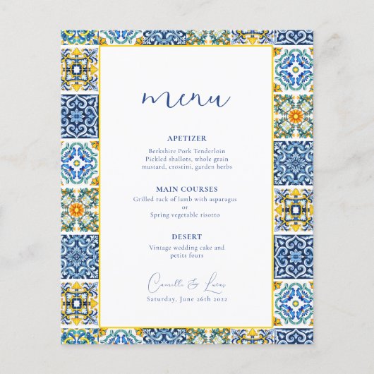 Hochzeitsmenü von Blauem Mittelmeer (Vorderseite)