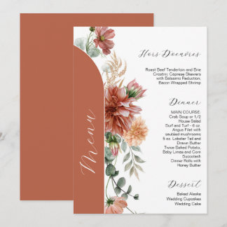 Hochzeitsmenü von Eracotta und Peach Herbst Einladung