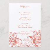 Hochzeitsmenü von Korallenvögeln und Wirbel Menükarte