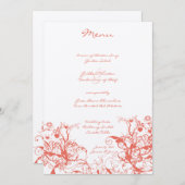 Hochzeitsmenü von Korallenvögeln und Wirbel Menükarte (Vorne/Hinten)