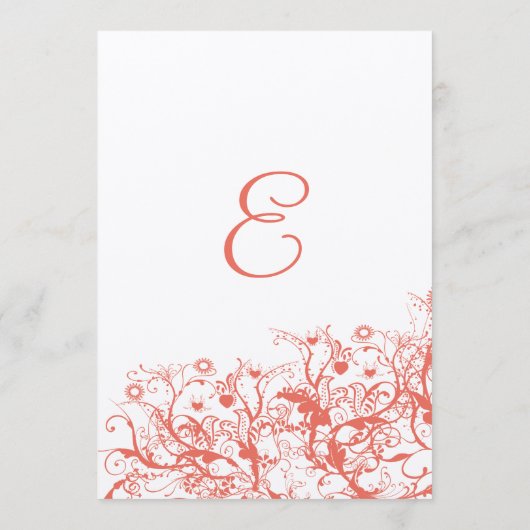 Hochzeitsmenü von Korallenvögeln und Wirbel Menükarte (Rückseite)