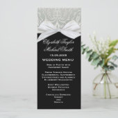 Hochzeitsmenü von Luxury Ribbon Silver/Black Damas Menükarte (Stehend Vorderseite)