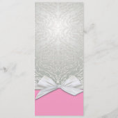 Hochzeitsmenü von Luxus-Ribbon-Silber/rosa Damasku Menükarte (Rückseite)
