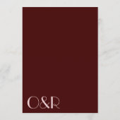 Hochzeitsmenü von Maroon und Blassrosa Menükarte (Rückseite)