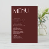 Hochzeitsmenü von Maroon und Blassrosa Menükarte (Stehend Vorderseite)
