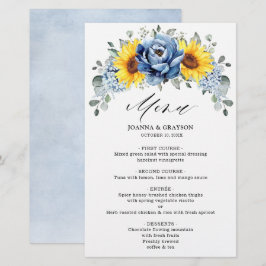 Hochzeitsmenü von Sonnenblumen Dusty Blue Slate Pe
