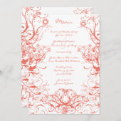 Hochzeitsmenü von Vögeln und Wirbel Menükarte (Vorne/Hinten)