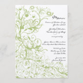 Hochzeitsmenü von Vögeln und Wirbel Menükarte (Vorderseite)