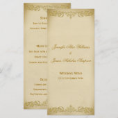 Hochzeitsmenü Vorlage Vintage Leaf Scroll in Beige (Vorne/Hinten)