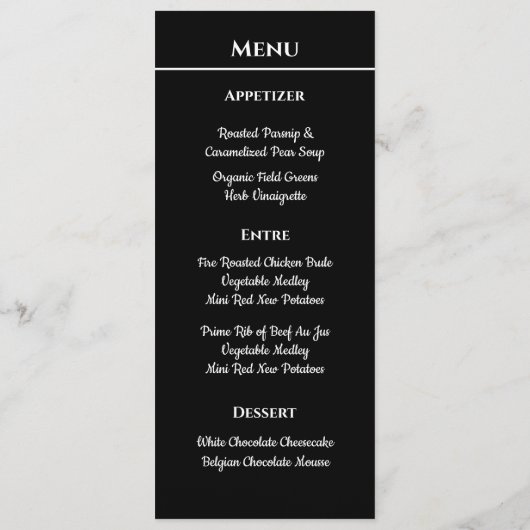 Hochzeitsmenü Weiße Magnolia Schwarz-Weiß Menükarte (Rückseite)