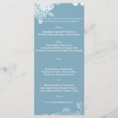 Hochzeitsmenü Winter Blue und White Snowflake Menükarte (Vorderseite)