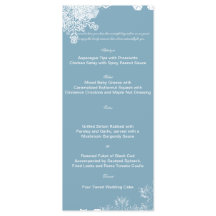 Hochzeitsmenü Winter Blue und White Snowflake