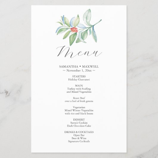Hochzeitsmenü Winter Botanicals im Budget Flyer (Vorne)