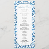 Hochzeitsmenü-Zeremonie Chintz Blue & White Floral Programm (Rückseite)