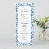 Hochzeitsmenü-Zeremonie Chintz Blue & White Floral Programm (Stehend Vorderseite)
