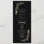 Hochzeitsmenü-Zeremonie Wildblumen Blumendark Programm (Vorderseite)