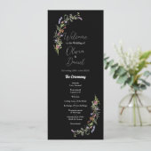 Hochzeitsmenü-Zeremonie Wildblumen Blumendark Programm (Stehend Vorderseite)