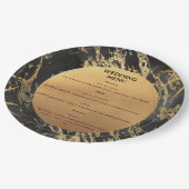 Hochzeitsmenü zum Thema Gold und schwarzer Marmor Pappteller (Schrägansicht)