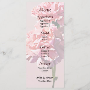 Hochzeitsmenü Zwei rosa Nelken Menükarte