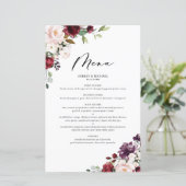 Hochzeitsmenükarte für Lila und rote Herbstkarten (Stehend Vorderseite)