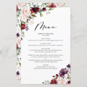 Hochzeitsmenükarte für Lila und rote Herbstkarten (Vorne/Hinten)