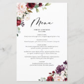 Hochzeitsmenükarte für Lila und rote Herbstkarten (Vorderseite)