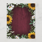 Hochzeitsmenükarten der Burgunder Red Sunflower Gr (Rückseite)