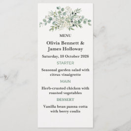 Hochzeitsmenükarten für botanische Gärten Menükarte