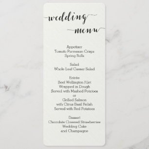 Hochzeitsmenükarten für Schwarz-Weiß-Kalligrafie Menükarte