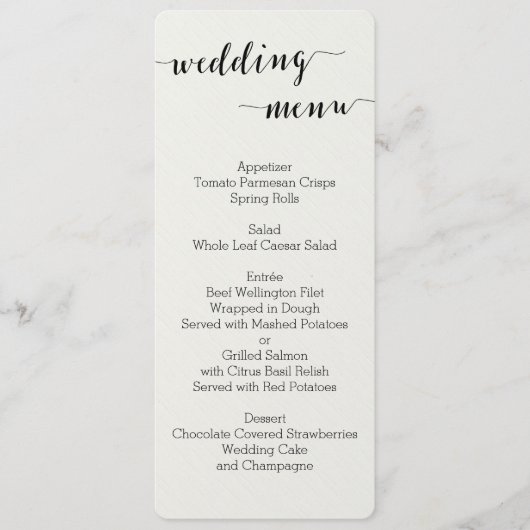 Hochzeitsmenükarten für Schwarz-Weiß-Kalligrafie Menükarte (Vorderseite)
