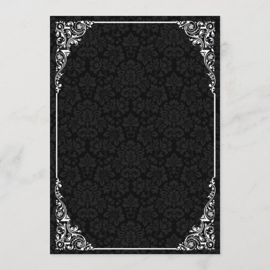 Hochzeitsmenükarten mit schwarz-gotischem Viktoria Menükarte (Rückseite)