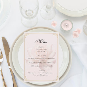 Hochzeitsmenükarten mit zarten rosa Rosen Einladung