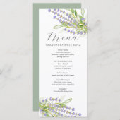 Hochzeitsmenüs Blume Watercolor Lavendel Menükarte (Vorne/Hinten)