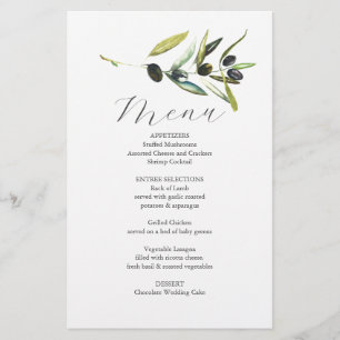 Hochzeitsmenüs Botanischer Olivenzweig Flyer