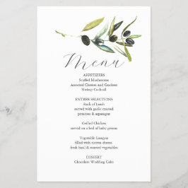 Hochzeitsmenüs Botanischer Olivenzweig Flyer
