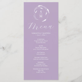 Hochzeitsmenüs Einfaches Monogramm Lavendel Menükarte