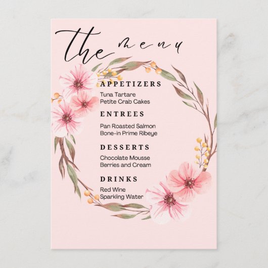 Hochzeitsmenüs Menükarte (Vorderseite)