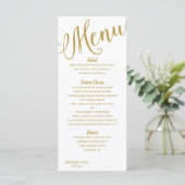 Hochzeitsmenüs | Moderne Typografie (Gold) Menükarte (Stehend Vorderseite)