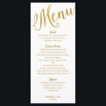 Hochzeitsmenüs | Moderne Typografie (Goldfolie) Menükarte<br><div class="desc">Diese moderne Typografie / Kalligrafie-Design hat das Wort "Menü" oben in den Imitaten goldenen Folie. Das sind Imitate Goldfolie... es ist nicht real,  sondern ein gedruckter Effekt.</div>