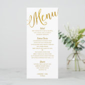 Hochzeitsmenüs | Moderne Typografie (Goldfolie) Menükarte (Stehend Vorderseite)