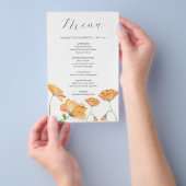 Hochzeitsmenüs Wasserfarbene Orangefarbene Blume Flyer (Handgriff)