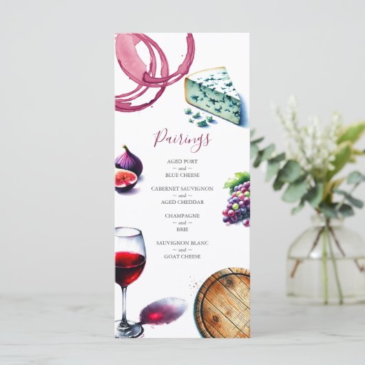 Hochzeitsmenüs Weinkultur Weinberg Thema Menükarte (Stehend Vorderseite)