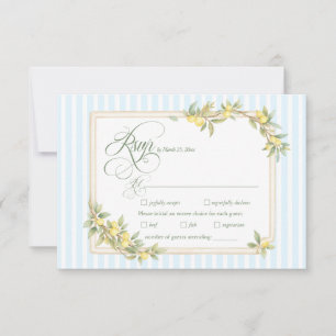 Hochzeitsmenüwahl RSVP mit Zitronen-Küstenstreifen Karte