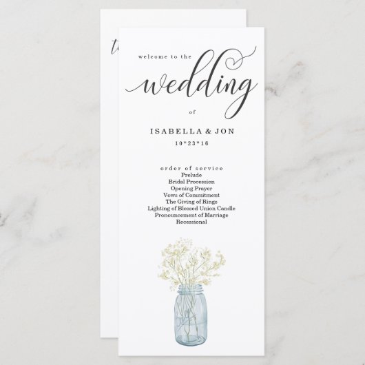 Hochzeitsmesse / Zeremonie Programm Fan (Vorne/Hinten)