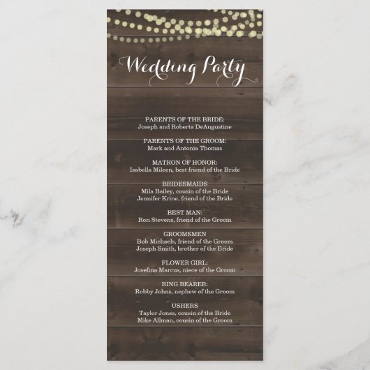 Hochzeitsmesse / Zeremonie Programm Fan | Rustikal (Rückseite)